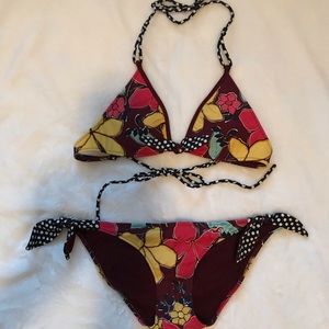 Hollister Maroon Floral Swimsuit